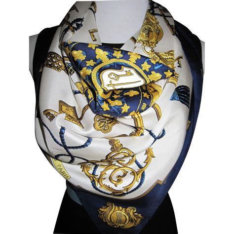 hermes key scarf from the 1970's logo authentic|authentic hermes scarf images.